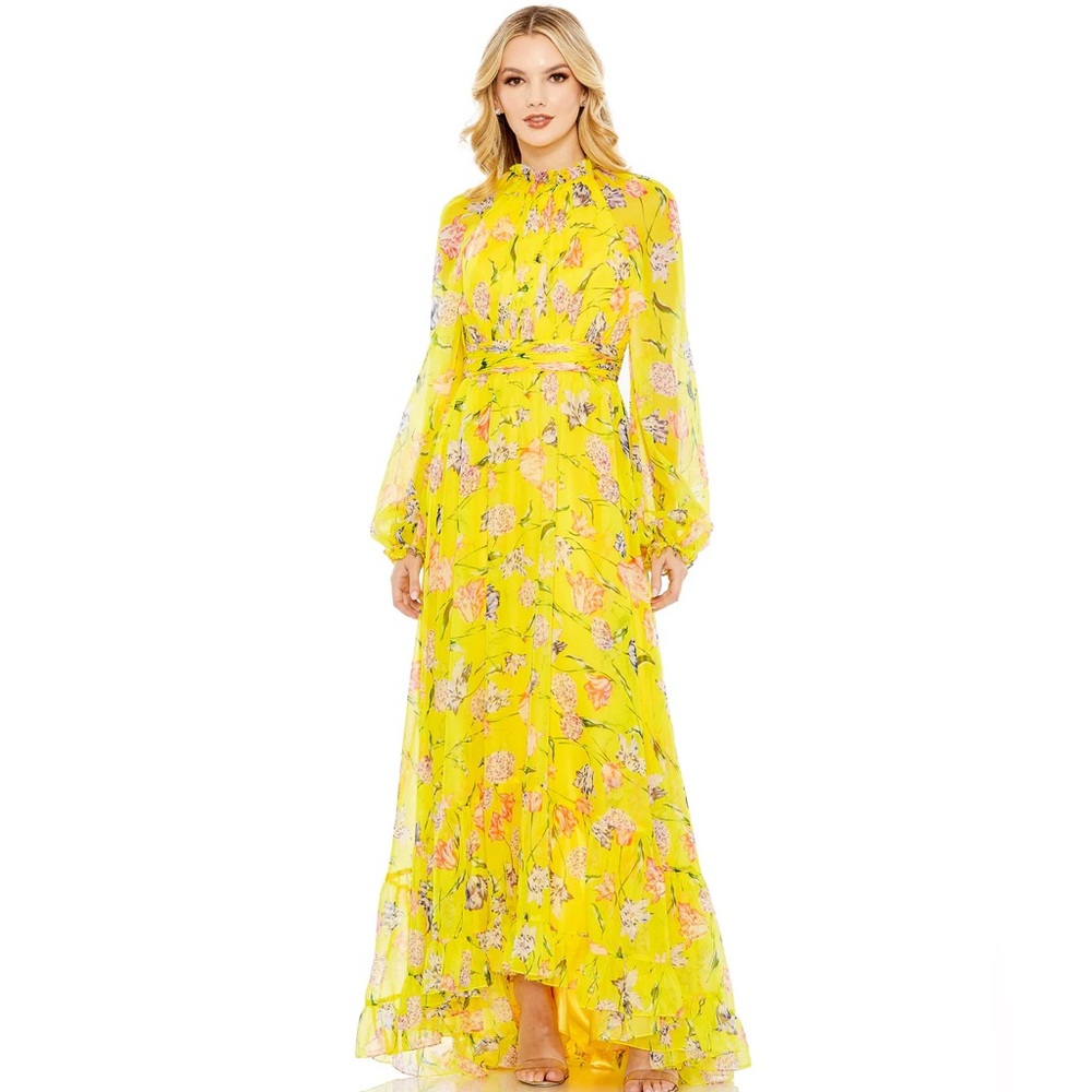 MAC DUGGAL Yellow Floral Gown